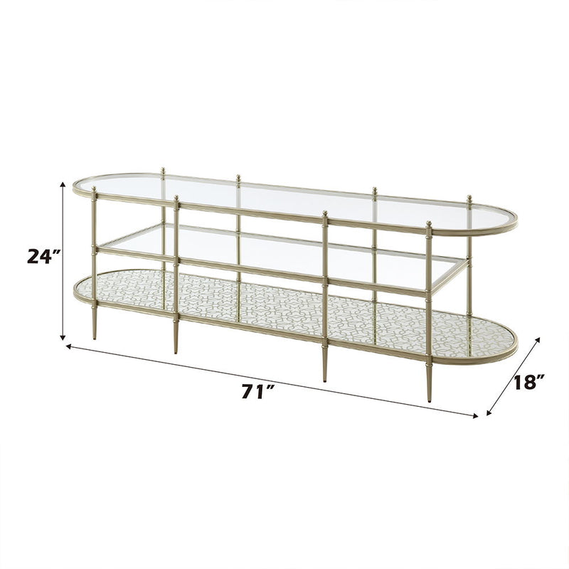 Zaba - TV Stand - Glass Top & Champagne - R&R Furniture Gallery (Fountain Valley, CA)