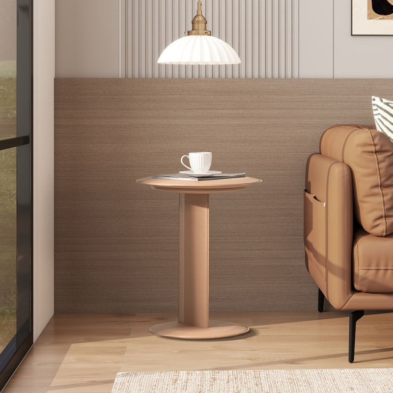 Mode - Leatherette Round C-Shaped Sofa Side Table - Saddle Brown - R&R Furniture Gallery (Fountain Valley, CA)