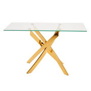 Pyrite Modern Glass and Gold Console Table — view 4