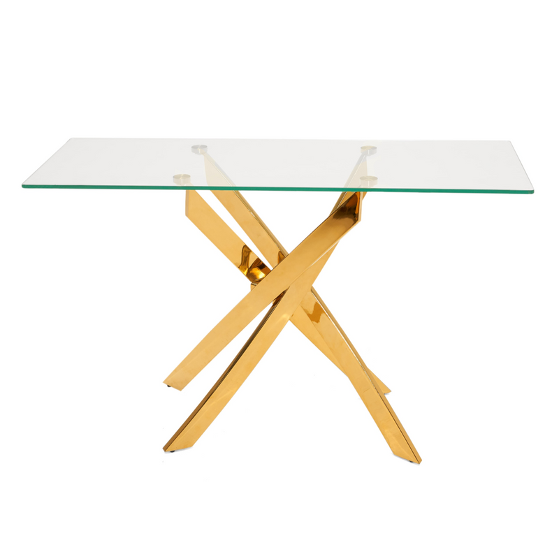 Pyrite Modern Glass and Gold Console Table — view 4