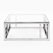 Stephen - Modern Glass & Stainless Steel Square Coffee Table
