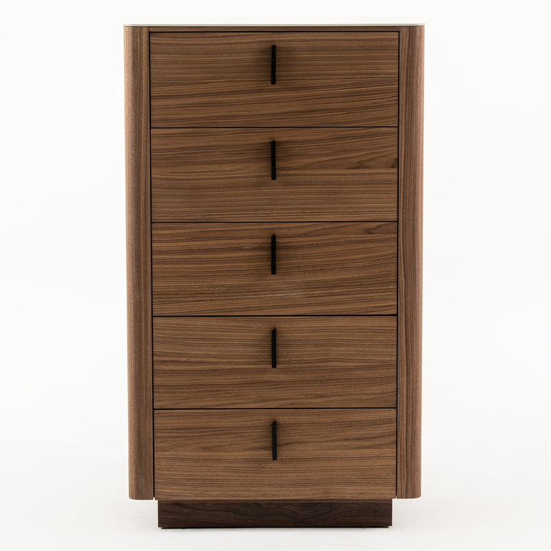 Chelton- Contemporary Walnut and White Ceramic Chest — view 2