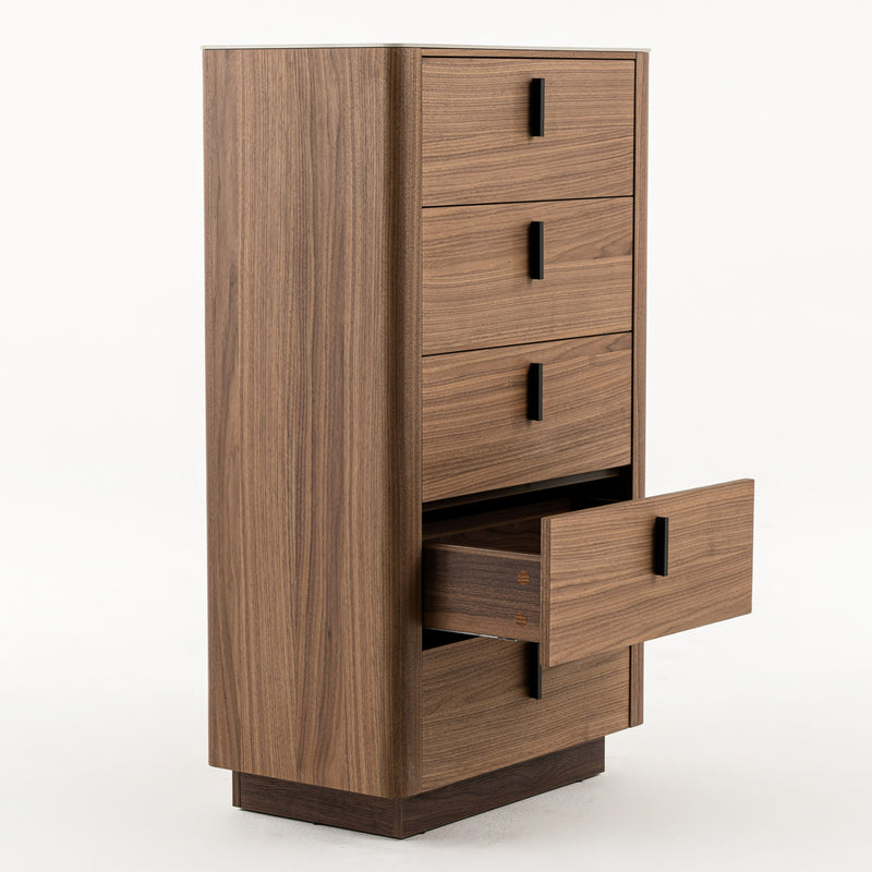 Chelton- Contemporary Walnut and White Ceramic Chest — view 4
