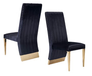 Keisha - Modern Black Velvet and Gold Dining Chair Set of 2 — view 4