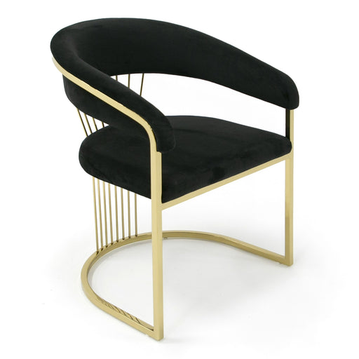 Linda - Modern Black Velvet and Gold Dining Chair — view 2
