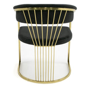Linda - Modern Black Velvet and Gold Dining Chair — view 3
