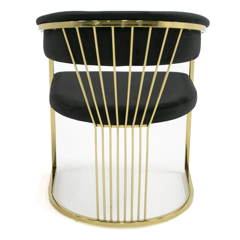 Linda - Modern Black Velvet and Gold Dining Chair — view 3