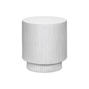 White round accent table from 8th Street, suitable for indoor and outdoor use, with a sleek modern design.