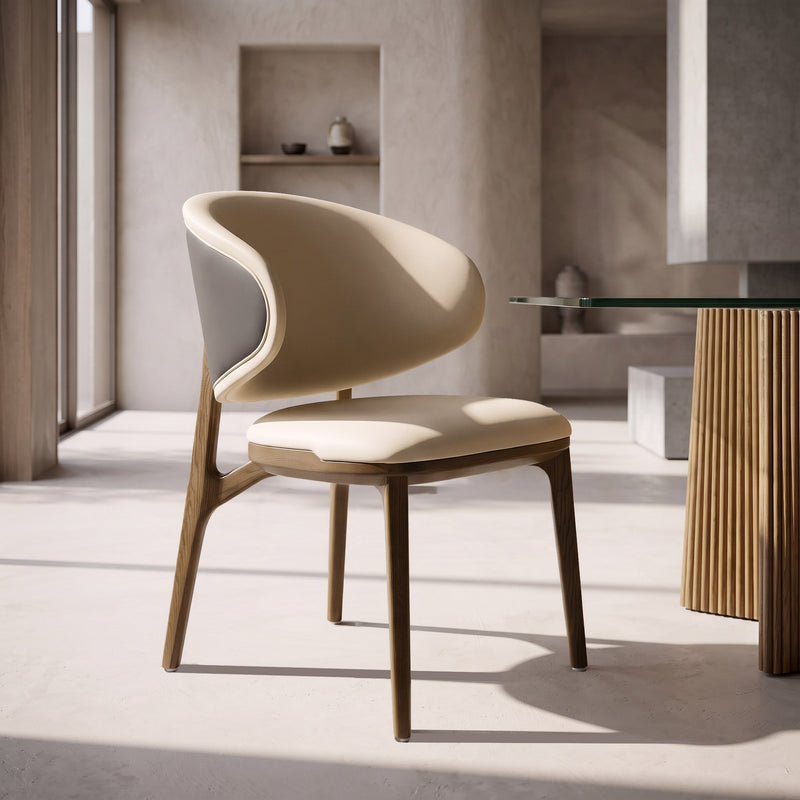 Chance - Contemporary Cream and Brown Leatherette Walnut Dining Chair — view 5