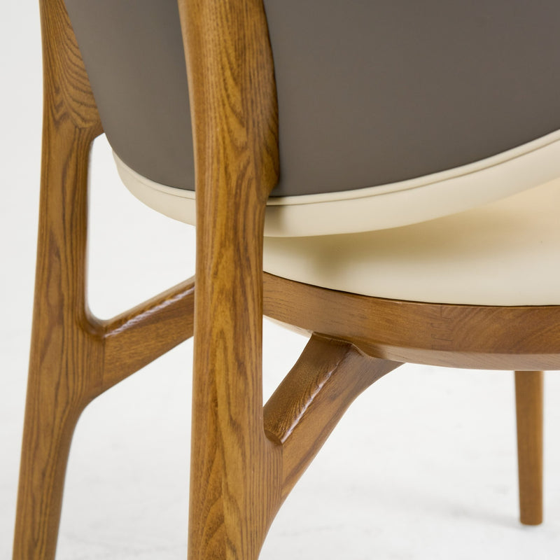 Chance - Contemporary Cream and Brown Leatherette Walnut Dining Chair — view 4