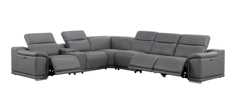 2679 - 7-Piece L-Shaped Power Reclining Sectional In Genuine Leather (3 Recliners)
