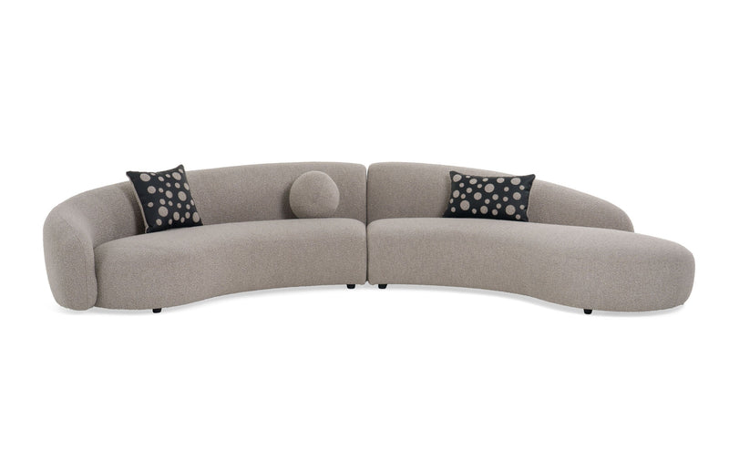 Allis - Glam Grey and Black Fabric Curved Sectional Sofa — view 2