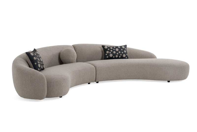 Allis - Glam Grey and Black Fabric Curved Sectional Sofa — view 3