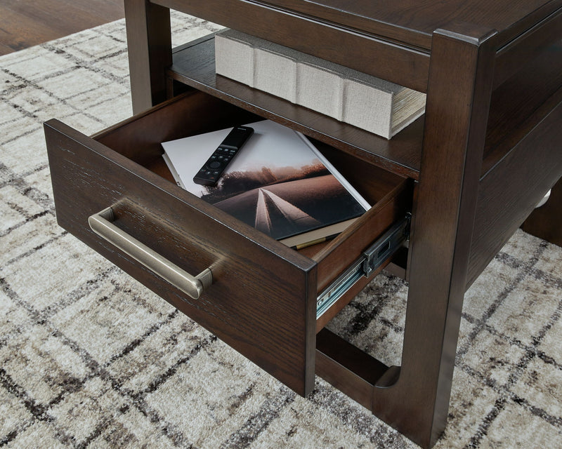 Breckington - Square End Table - Dark Brown - R&R Furniture Gallery (Fountain Valley, CA)