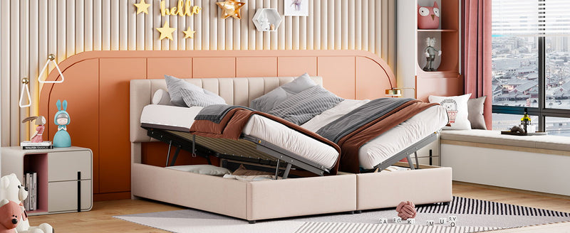 Upholstered Platform Bed With A Hydraulic Storage System - R&R Furniture Gallery (Fountain Valley, CA)