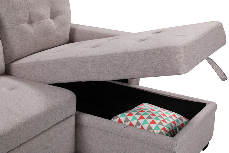 Ashlyn - Reversible Sleeper Sectional Sofa With Storage Chaise, USB Charging Ports And Pocket - R&R Furniture Gallery (Fountain Valley, CA)