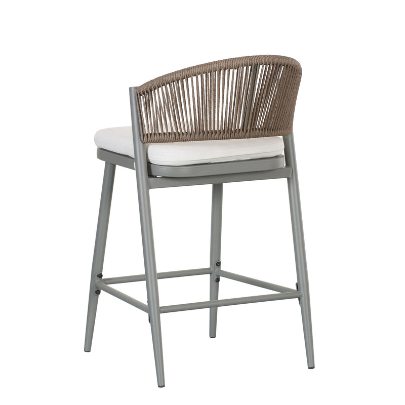 Outdoor 26" Counter Height Metal Frame Counter Stools With Scallop Shaped Backrest & Water Resistant Cushions - R&R Furniture Gallery (Fountain Valley, CA)