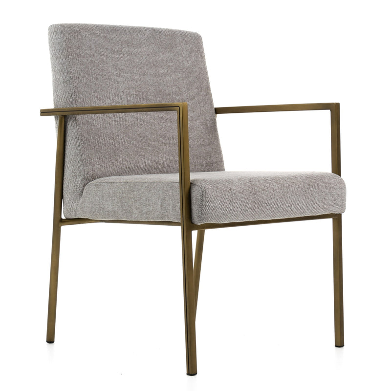 Burnham - Modern Light Grey & Brass Arm Dining Chair — view 5