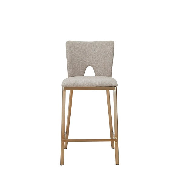 Burton - Contemporary Beige + Brass Counter Stool Set of Two — view 3