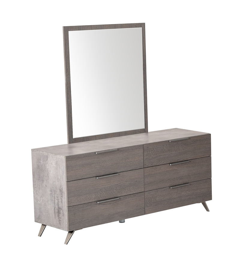Bronx Italian Modern Faux Concrete & Grey Dresser & Mirror Set — view 2