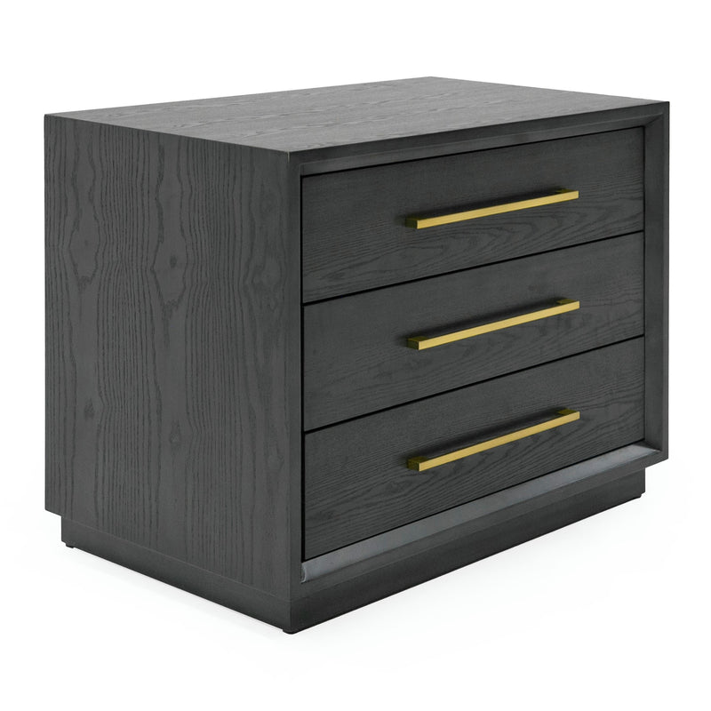 Manhattan - Contemporary Grey and Gold Nightstand — view 4