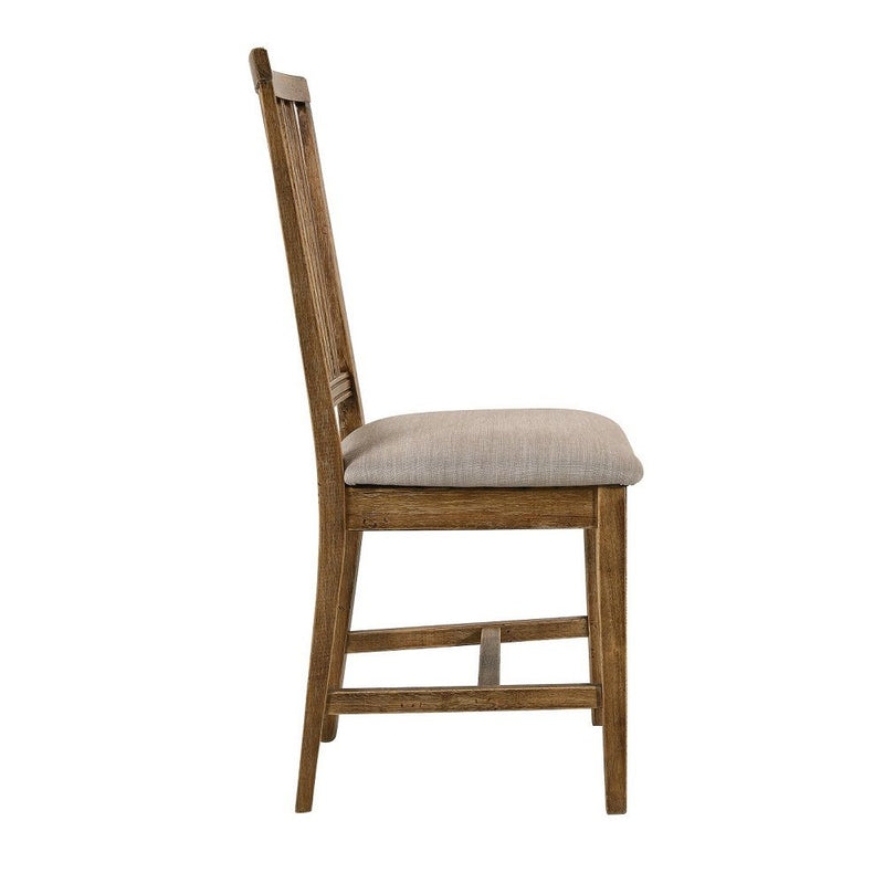 Wallace II - Side Chair (Set of 2) - Tan Linen & Weathered Oak - R&R Furniture Gallery (Fountain Valley, CA)