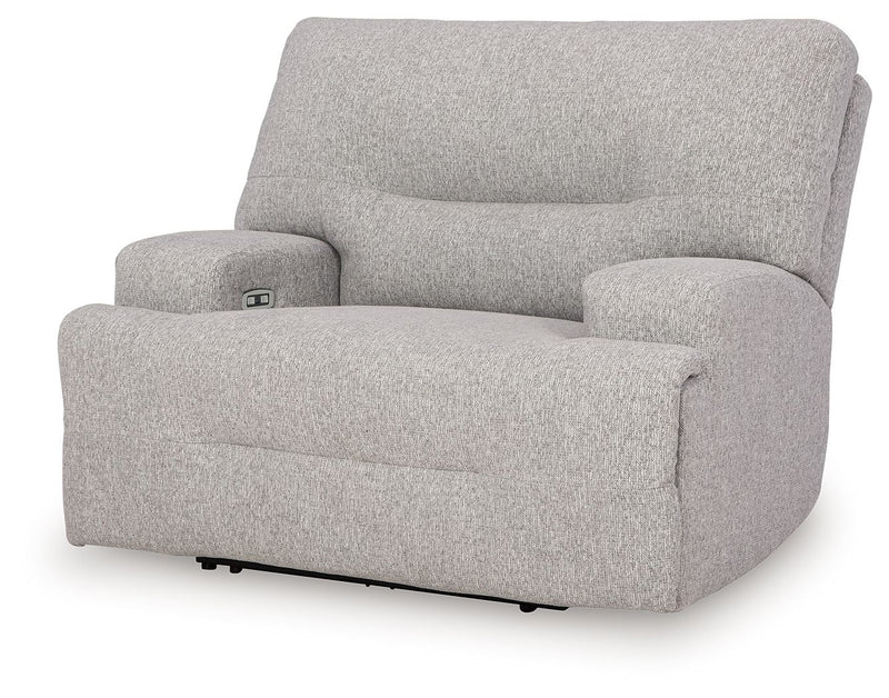 Acklen Place - 4 Pc. - 3-Piece Power Reclining Sectional Sofa With Raf Chaise, Wide Seat Power Recliner - Pewter - R&R Furniture Gallery (Fountain Valley, CA)