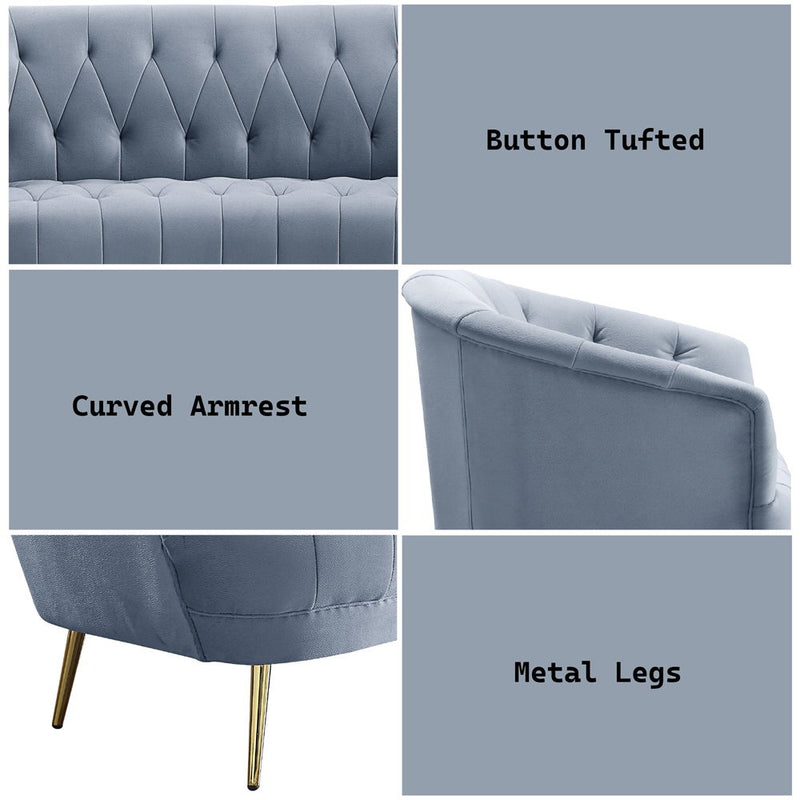 Bayram - Sofa - Light Gray Velvet - R&R Furniture Gallery (Fountain Valley, CA)