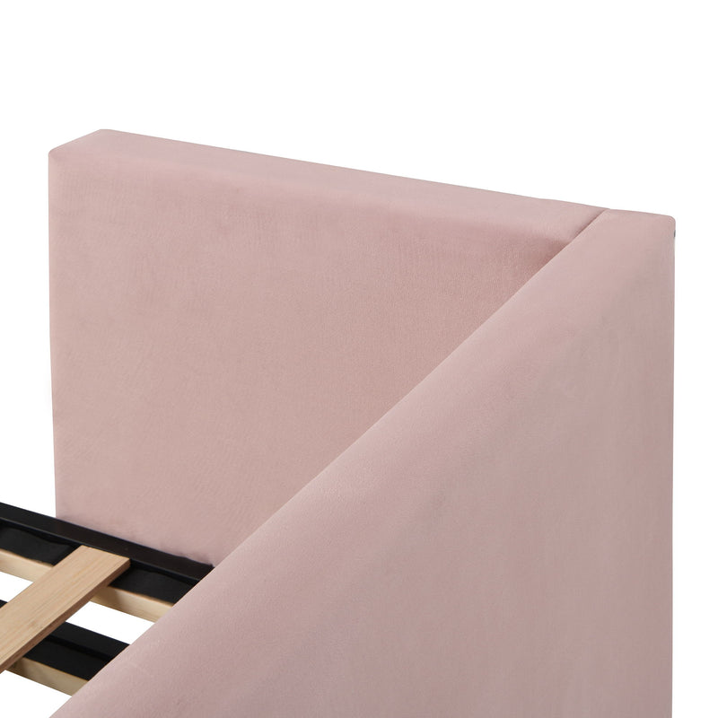 Twin size upholstered daybed with pop-up trundle from Halcyon Home, featuring soft fabric and modern design.