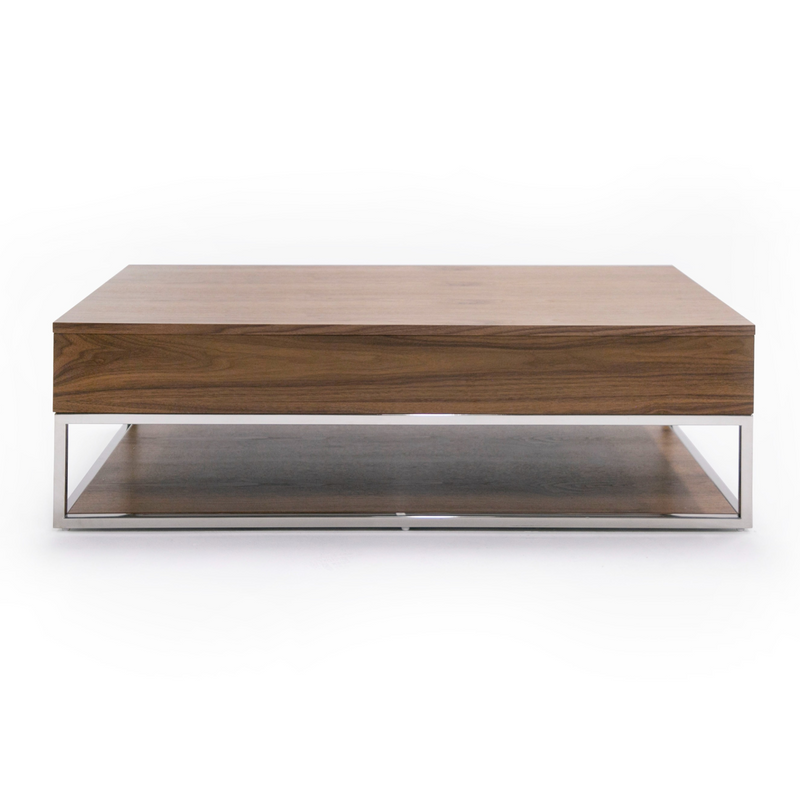 Heloise - Modern Walnut and Stainless Steel Coffee Table — view 2