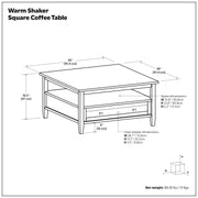 Handcrafted Warm Shaker coffee table by Simpli-Home featuring a smooth wooden surface and sturdy design.