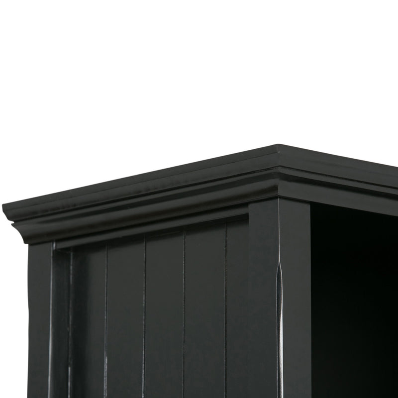 Simpli-Home Acadian handcrafted cube storage organizer with multiple compartments for stylish organization.