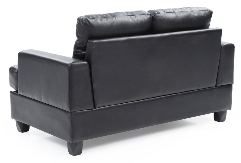 Glory Furniture stylish transitional loveseat for two, stationary design with plush cushions and modern fabric upholstery.
