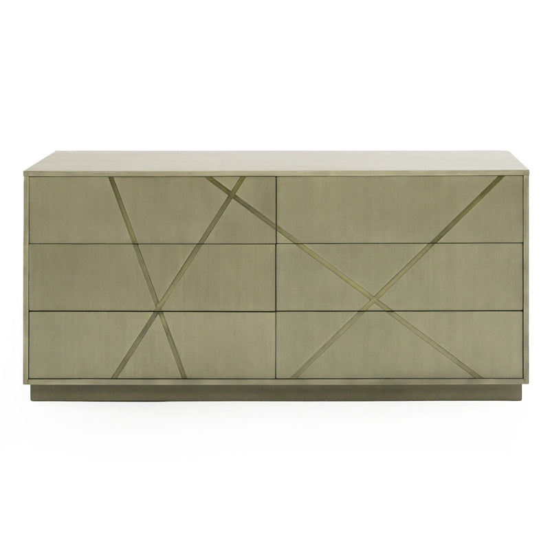 Nixa - Modern Wide Birch + Brushed Bronze Dresser — view 2