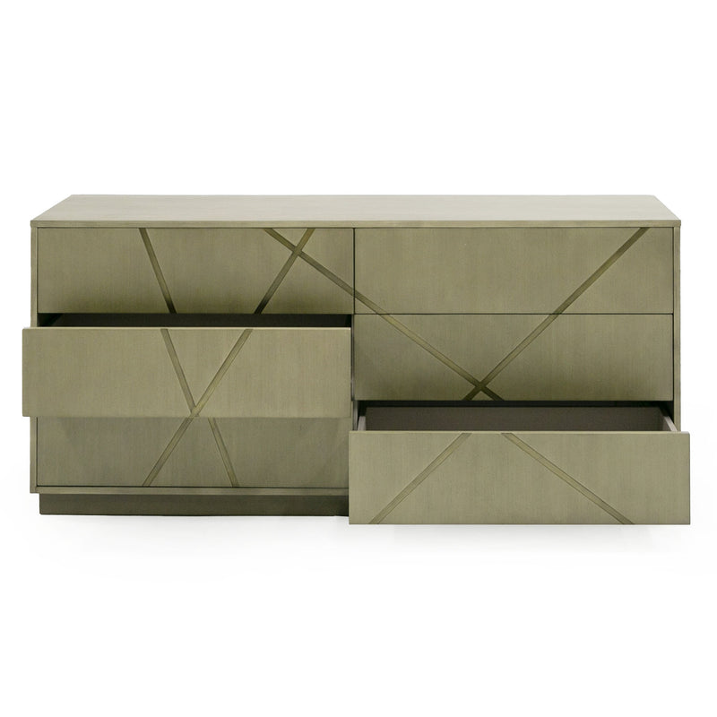 Nixa - Modern Wide Birch + Brushed Bronze Dresser — view 4