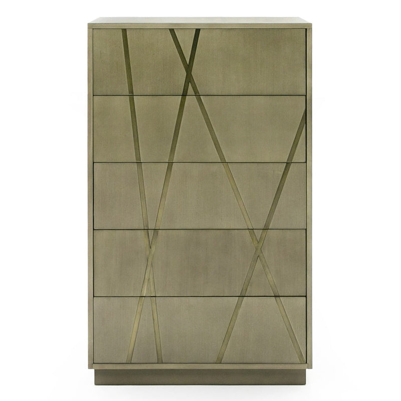 Nixa - Modern Wide Birch + Brushed Bronze Chest — view 2