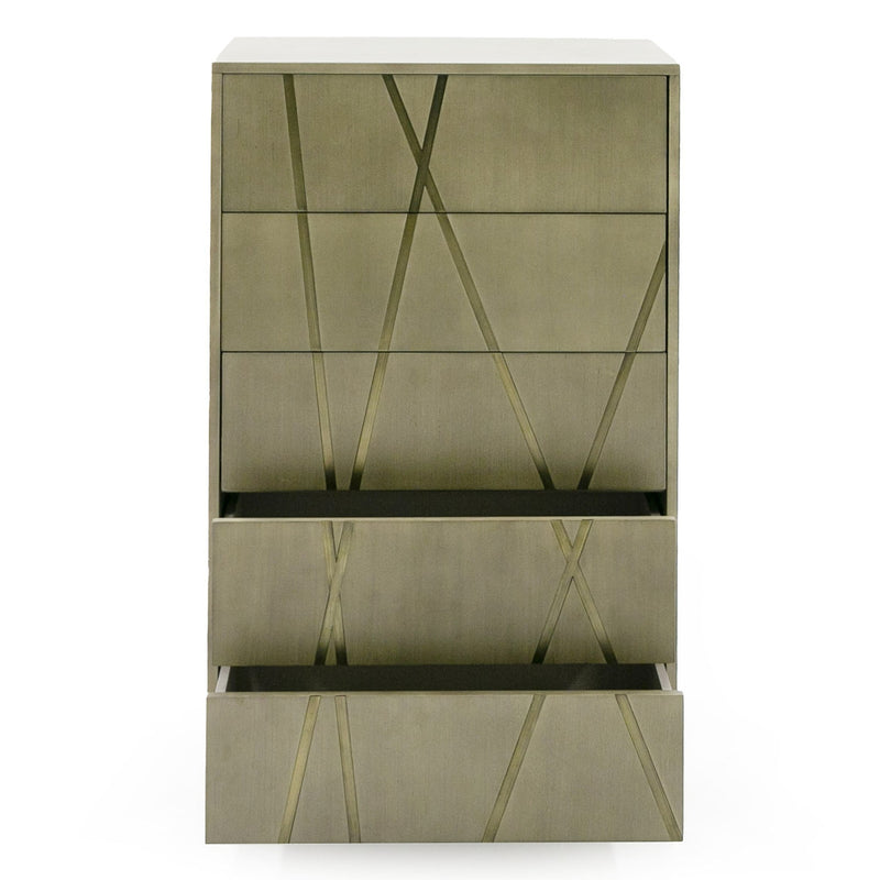 Nixa - Modern Wide Birch + Brushed Bronze Chest — view 4