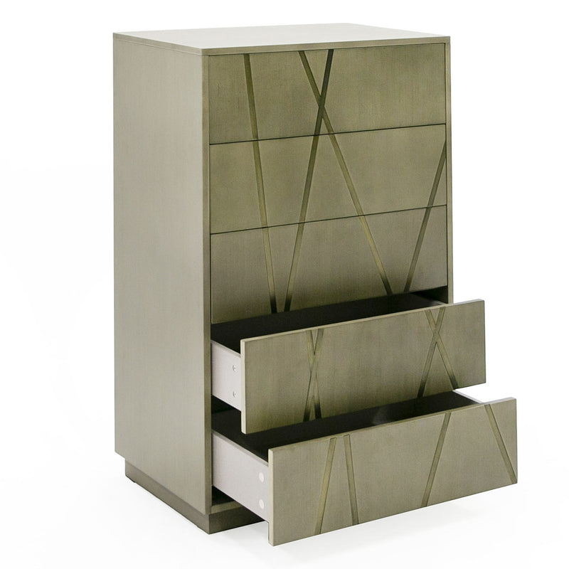 Nixa - Modern Wide Birch + Brushed Bronze Chest — view 5