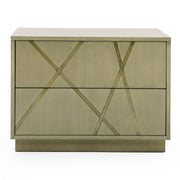 Nixa - Modern Wide Birch + Brushed Bronze Nightstand — view 5