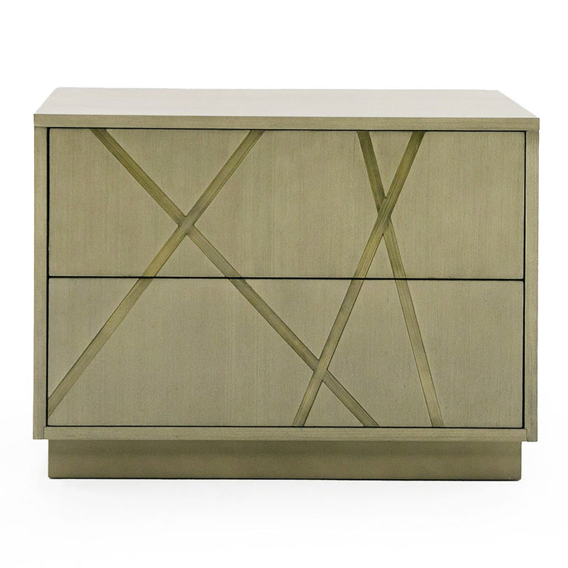 Nixa - Modern Wide Birch + Brushed Bronze Nightstand — view 5