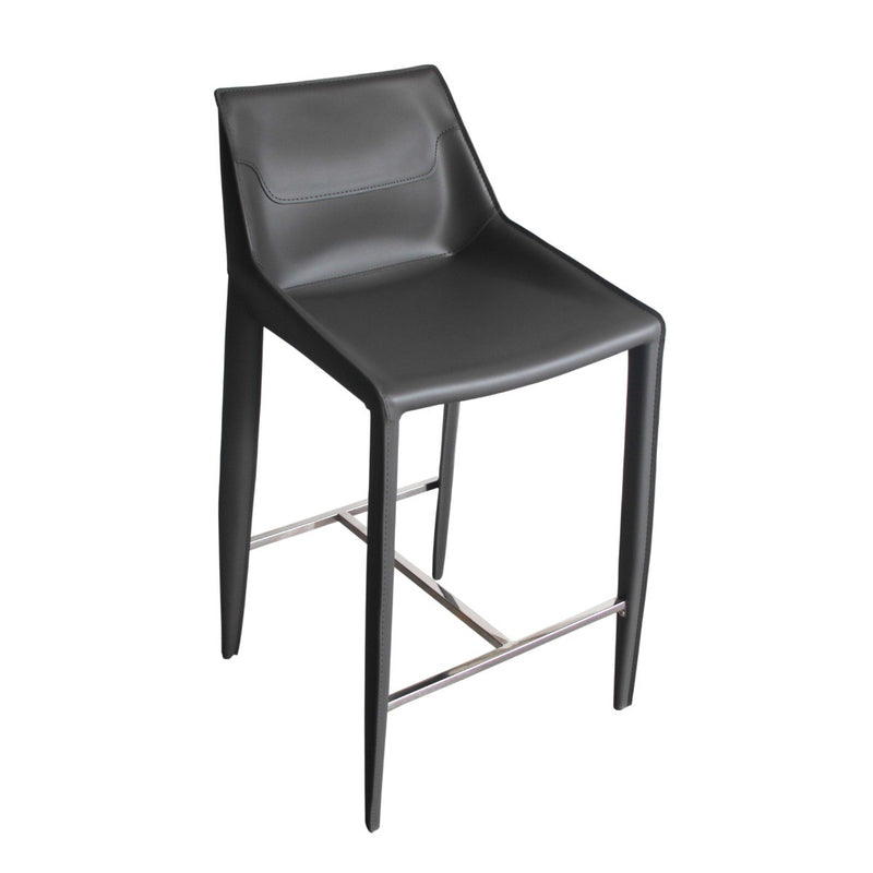 Halo - Modern Grey Saddle Leather Counter Stool — view 3