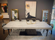 Cairo - Italian Modern Faux Marble & Pecan Elm Extendable Dining Table — view 2