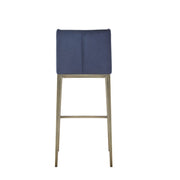 Mimi - Contemporary Blue Velvet + Brass Counter Stool (Set of 2) — view 2