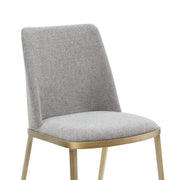 Brent- Contemporary Light Grey Fabric + Brass Dining Chair Set of 2 — view 3