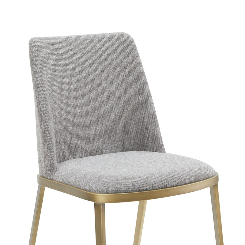 Brent- Contemporary Light Grey Fabric + Brass Dining Chair Set of 2 — view 3