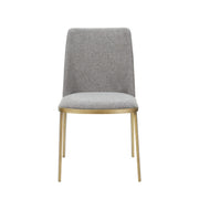 Brent- Contemporary Light Grey Fabric + Brass Dining Chair Set of 2