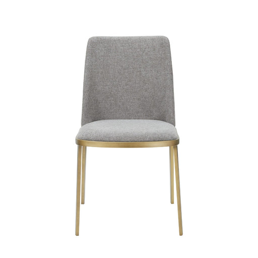 Brent- Contemporary Light Grey Fabric + Brass Dining Chair Set of 2
