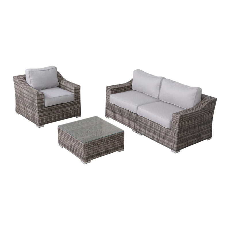 Outdoor Wicker Conversation Set With Cushions, All Weather - R&R Furniture Gallery (Fountain Valley, CA)