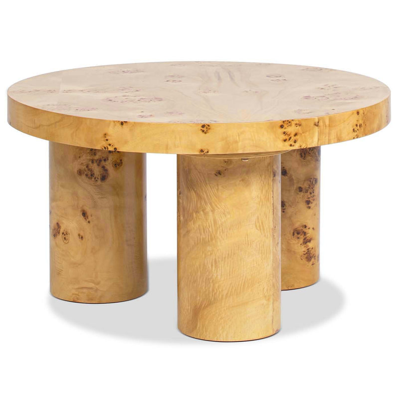 Nebula - Round Pillar Leg Coffee Table - Warm Natural Brown Burl - R&R Furniture Gallery (Fountain Valley, CA)