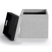 Rockwood - Upholstered Cube Storage Ottoman With Tray - R&R Furniture Gallery (Fountain Valley, CA)